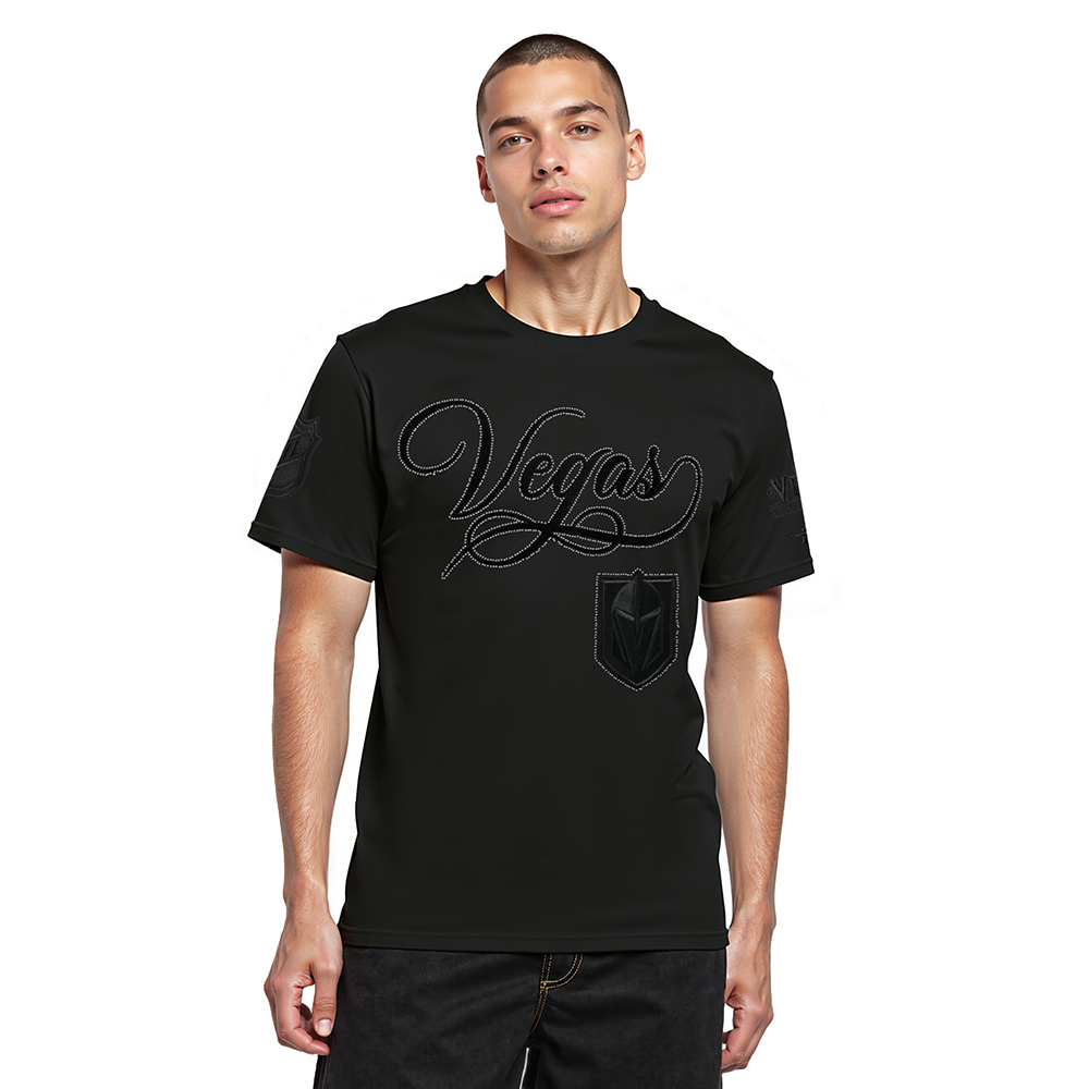 NHL VEGAS GOLDEN KNIGHTS BLACKOUT MEN'S CJ DROP SHOULDER TEE (BLACK)