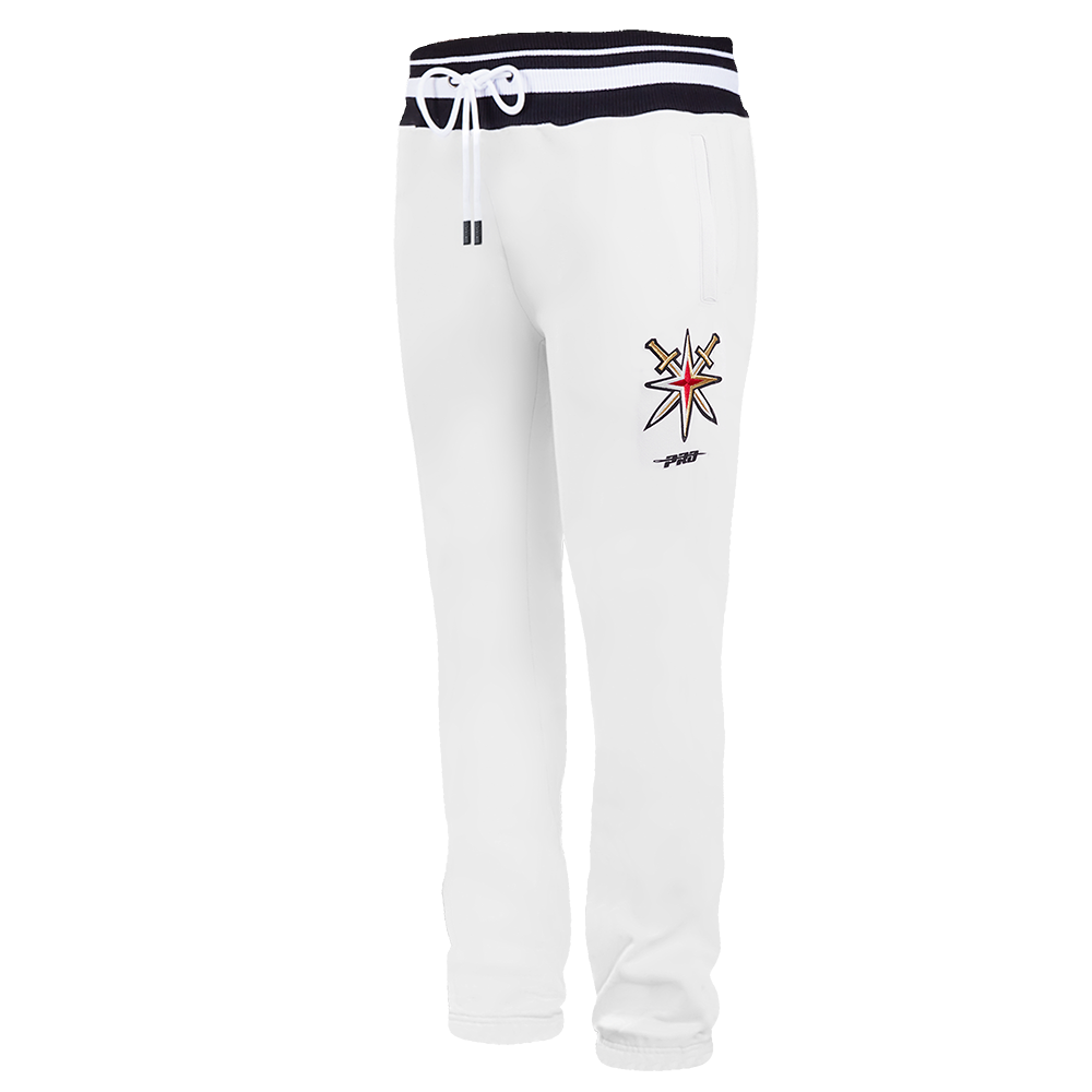 NHL VEGAS GOLDEN KNIGHTS SCRIPT TAIL PANTALON OUATÉ EN MOLLETON CÔTELÉ POUR HOMME (BLANC/NOIR)