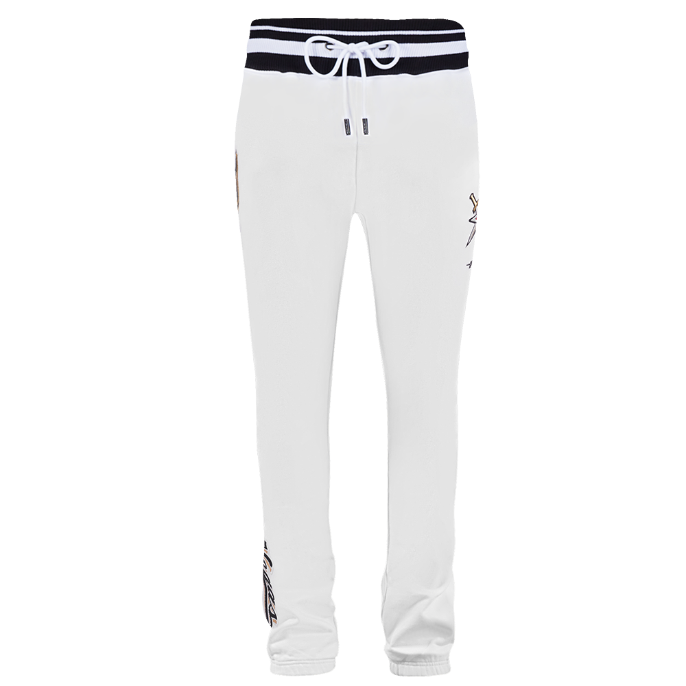 NHL VEGAS GOLDEN KNIGHTS SCRIPT TAIL PANTALON OUATÉ EN MOLLETON CÔTELÉ POUR HOMME (BLANC/NOIR)