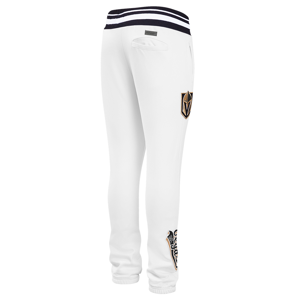 NHL VEGAS GOLDEN KNIGHTS SCRIPT TAIL PANTALON OUATÉ EN MOLLETON CÔTELÉ POUR HOMME (BLANC/NOIR)