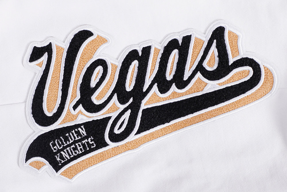 NHL VEGAS GOLDEN KNIGHTS SCRIPT TAIL PANTALON OUATÉ EN MOLLETON CÔTELÉ POUR HOMME (BLANC/NOIR)