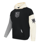 NHL VEGAS GOLDEN KNIGHTS REVERSE FRENCH TERRY CHANDAIL À CAPUCHON EN MOLLETON À BLOCS DE COULEUR POUR HOMME (NOIR/GRIS/COQUILLE D'ŒUF)