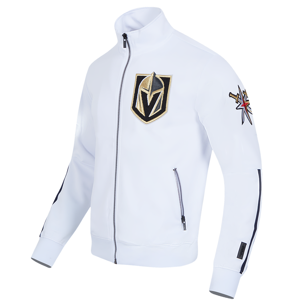 NHL VEGAS GOLDEN KNIGHTS CLASSIC CHENILLE MEN'S DK TRACK JACKET (WHITE/BLACK)