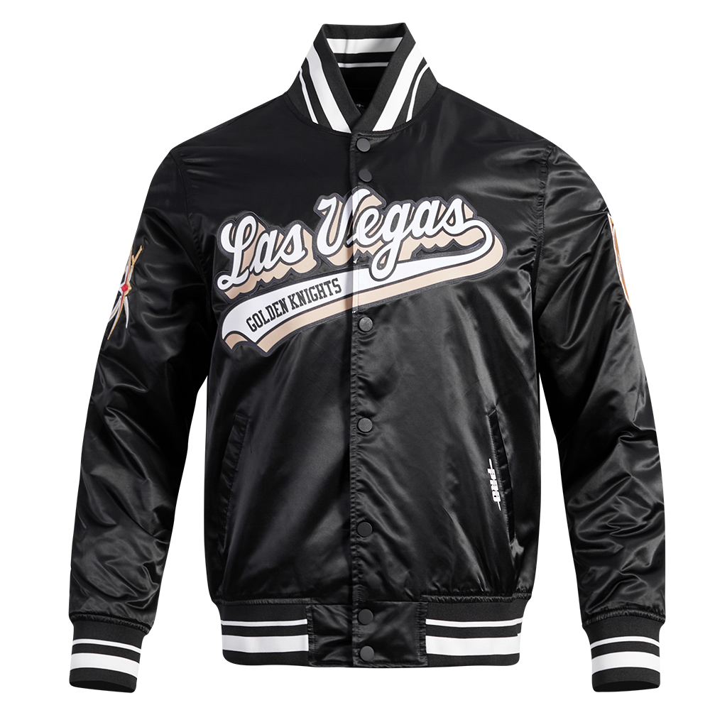 NHL VEGAS GOLDEN KNIGHTS SCRIPT TAIL VESTE EN SATIN POUR HOMME POUR HOMME (NOIR)