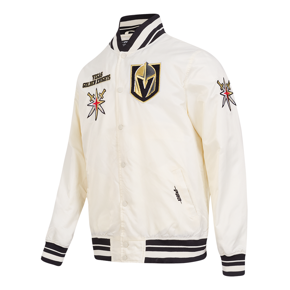 NHL VEGAS GOLDEN KNIGHTS RETRO CLASSIC MEN'S RIB SATIN JACKET (EGGSHELL/ BLACK)