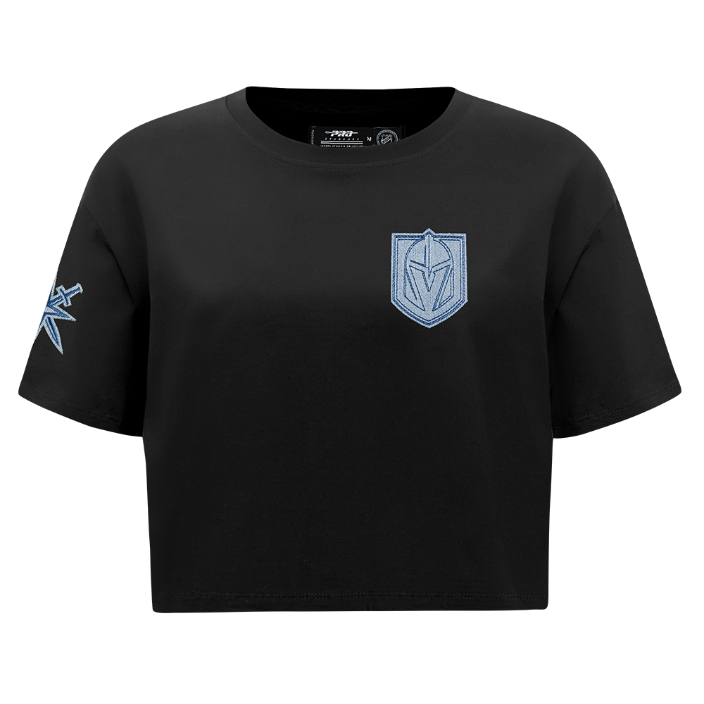 NHL VEGAS GOLDEN KNIGHTS VARSITY BLUES WOMEN'S BOXY TEE (BLACK)