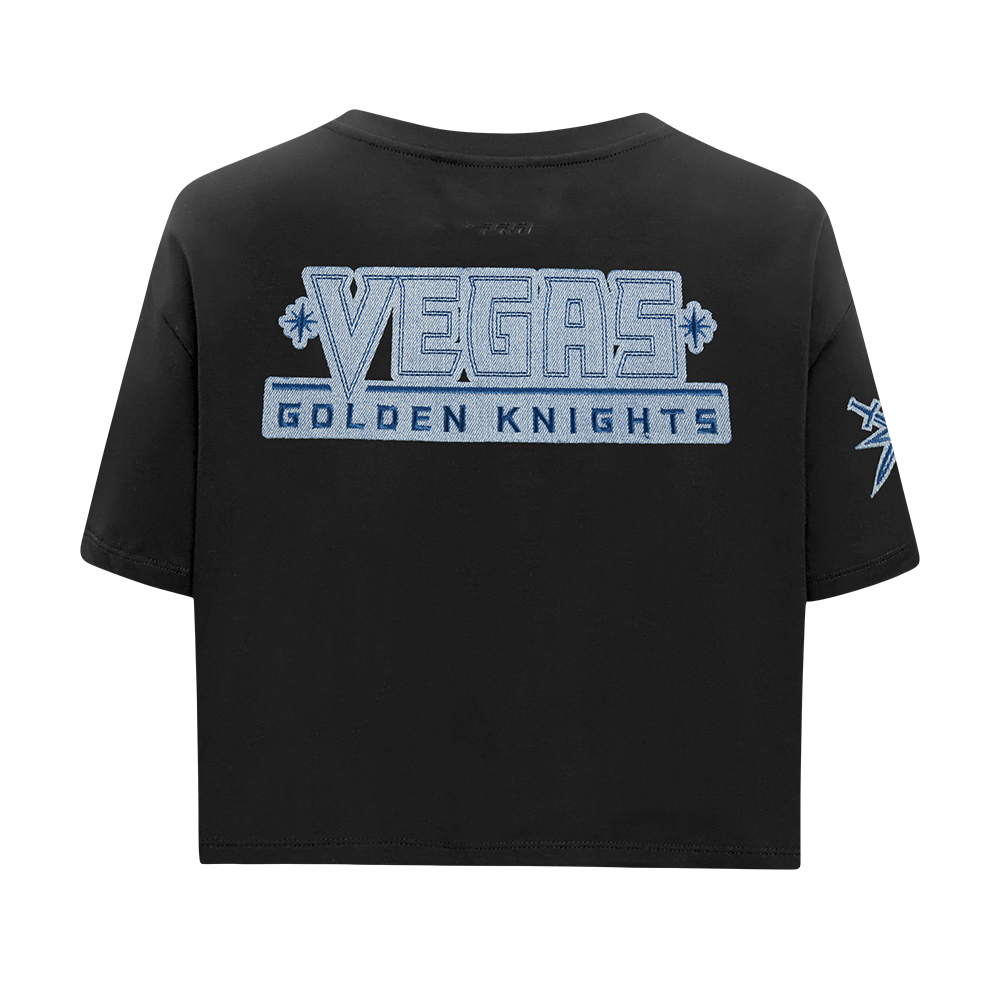 NHL VEGAS GOLDEN KNIGHTS VARSITY BLUES WOMEN'S BOXY TEE (BLACK)