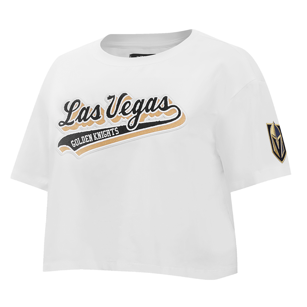NHL VEGAS GOLDEN KNIGHTS SCRIPT TAIL WOMEN'S SJ BOXY TEE (WHITE)