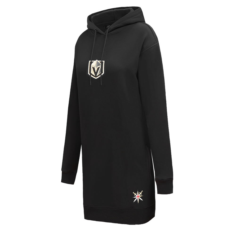 NHL VEGAS GOLDEN KNIGHTS CLASSIC WOMEN'S FLEECE HOODIE DRESS (BLACK)