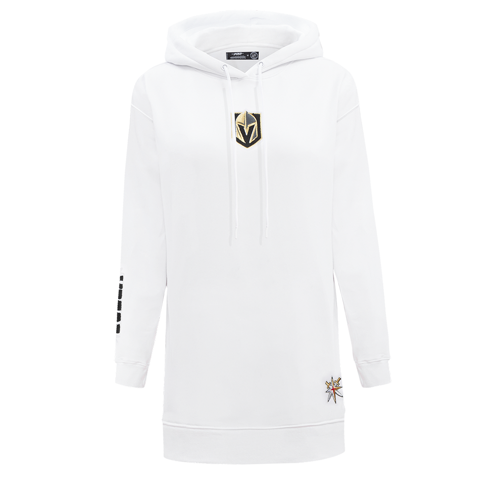NHL VEGAS GOLDEN KNIGHTS CLASSIC WOMEN'S FLEECE HOODIE DRESS (WHITE)