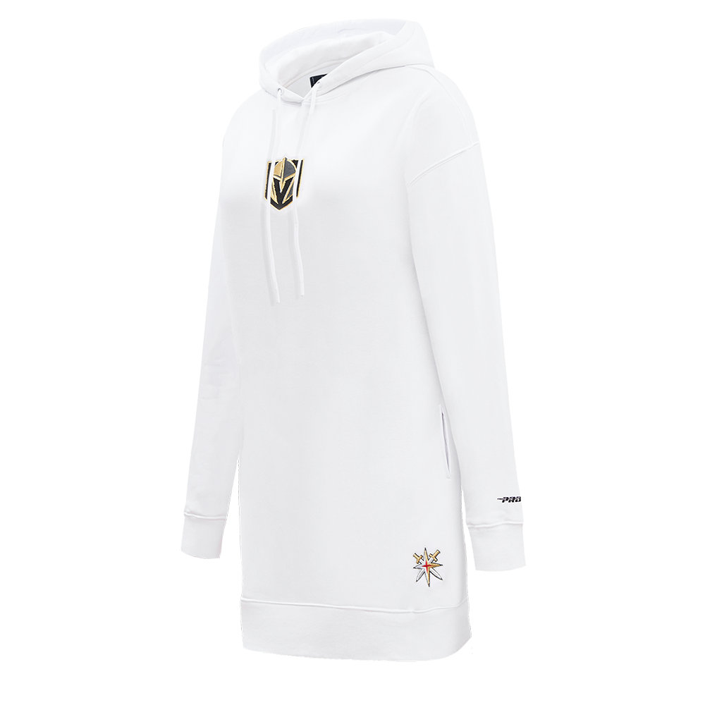 NHL VEGAS GOLDEN KNIGHTS CLASSIC WOMEN'S FLEECE HOODIE DRESS (WHITE)