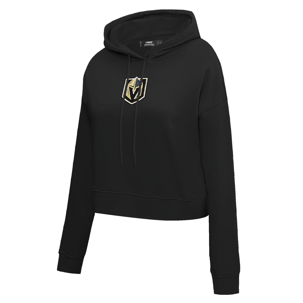 NHL VEGAS GOLDEN KNIGHTS CLASSIC WOMEN'S FLEECE CROPPED PULLOVER HOODIE (BLACK)