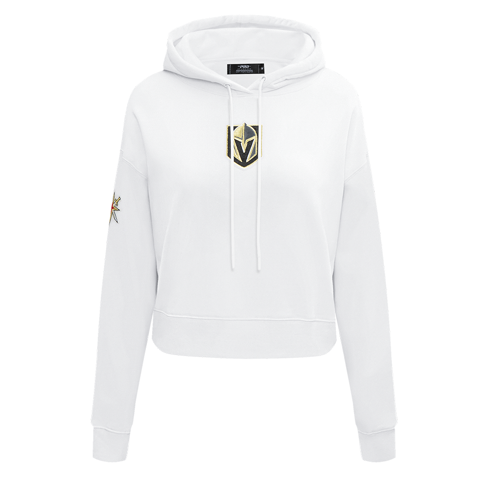 NHL VEGAS GOLDEN KNIGHTS CLASSIC WOMEN'S FLEECE CROPPED PULLOVER HOODIE (WHITE)