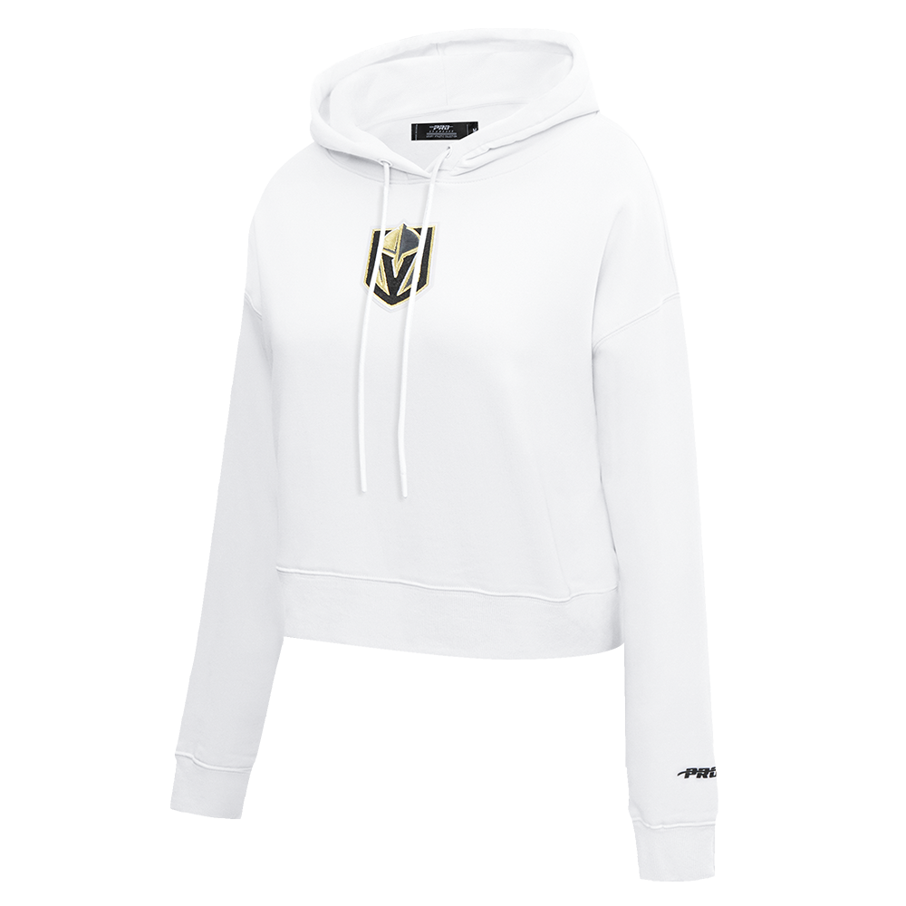 NHL VEGAS GOLDEN KNIGHTS CLASSIC WOMEN'S FLEECE CROPPED PULLOVER HOODIE (WHITE)