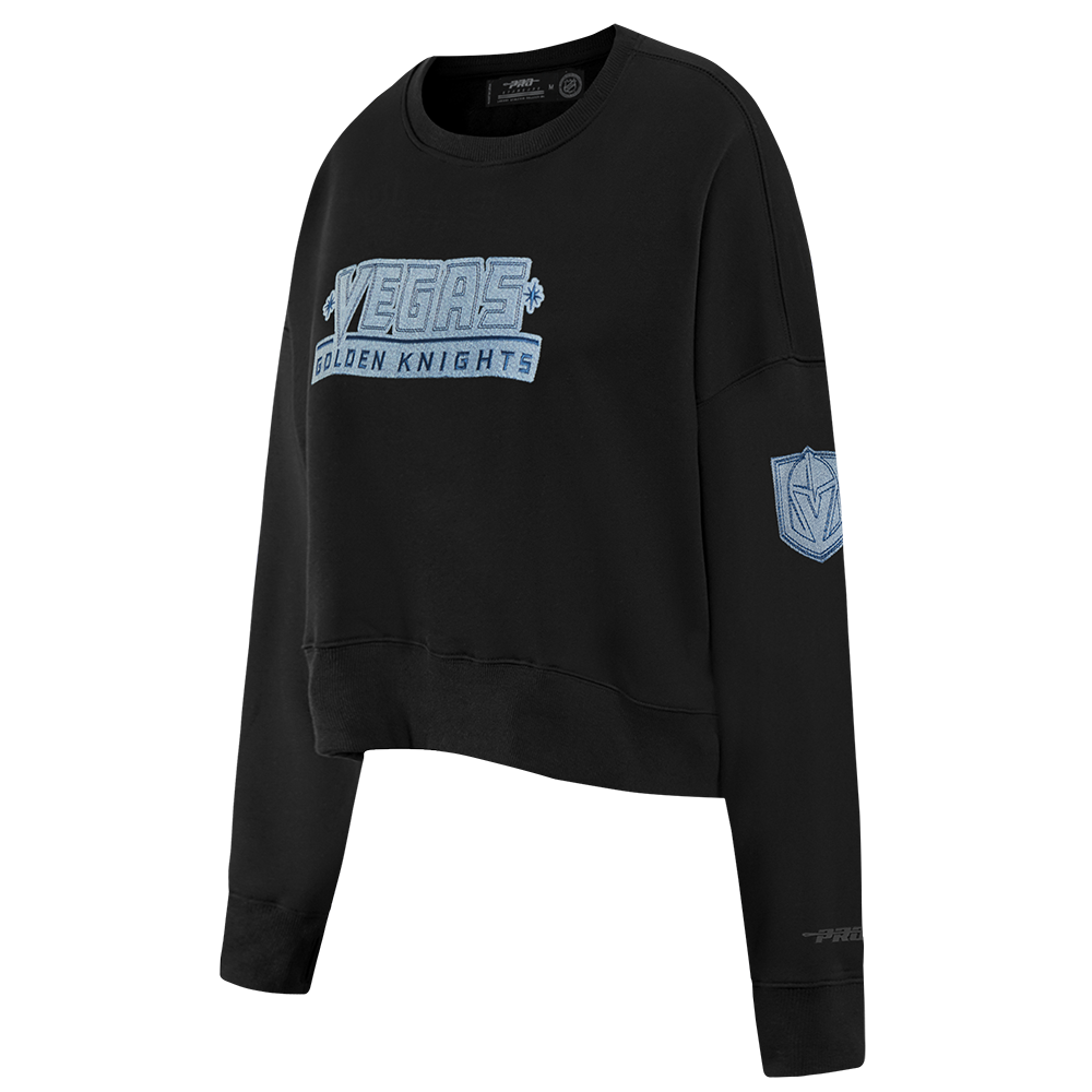 NHL VEGAS GOLDEN KNIGHTS VARSITY BLUES WOMEN'S W CREWNECK (BLACK)