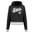 NHL VEGAS GOLDEN KNIGHTS SCRIPT TAIL CHANDAIL À CAPUCHON COURT EN MOLLETON CÔTELÉ POUR FEMME (NOIR/GRIS)