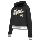 NHL VEGAS GOLDEN KNIGHTS SCRIPT TAIL CHANDAIL À CAPUCHON COURT EN MOLLETON CÔTELÉ POUR FEMME (NOIR/GRIS)