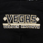 NHL VEGAS GOLDEN KNIGHTS SCRIPT TAIL CHANDAIL À CAPUCHON COURT EN MOLLETON CÔTELÉ POUR FEMME (NOIR/GRIS)
