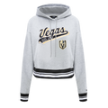 NHL VEGAS GOLDEN KNIGHTS SCRIPT TAIL CHANDAIL À CAPUCHON COURT EN MOLLETON CÔTELÉ POUR FEMME (GRIS CHINÉ/NOIR)