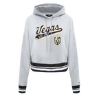 NHL VEGAS GOLDEN KNIGHTS SCRIPT TAIL CHANDAIL À CAPUCHON COURT EN MOLLETON CÔTELÉ POUR FEMME (GRIS CHINÉ/NOIR)