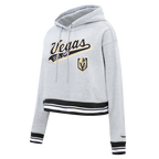 NHL VEGAS GOLDEN KNIGHTS SCRIPT TAIL CHANDAIL À CAPUCHON COURT EN MOLLETON CÔTELÉ POUR FEMME (GRIS CHINÉ/NOIR)