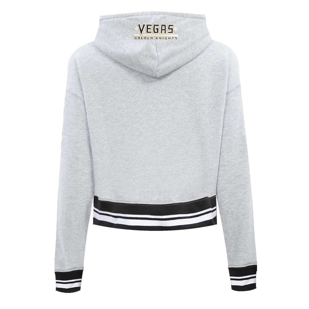 NHL VEGAS GOLDEN KNIGHTS SCRIPT TAIL CHANDAIL À CAPUCHON COURT EN MOLLETON CÔTELÉ POUR FEMME (GRIS CHINÉ/NOIR)
