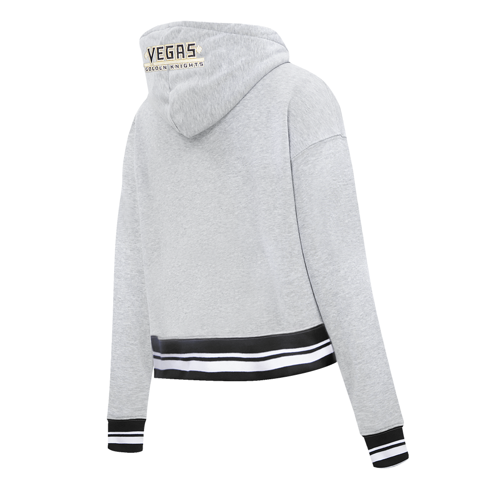 NHL VEGAS GOLDEN KNIGHTS SCRIPT TAIL CHANDAIL À CAPUCHON COURT EN MOLLETON CÔTELÉ POUR FEMME (GRIS CHINÉ/NOIR)