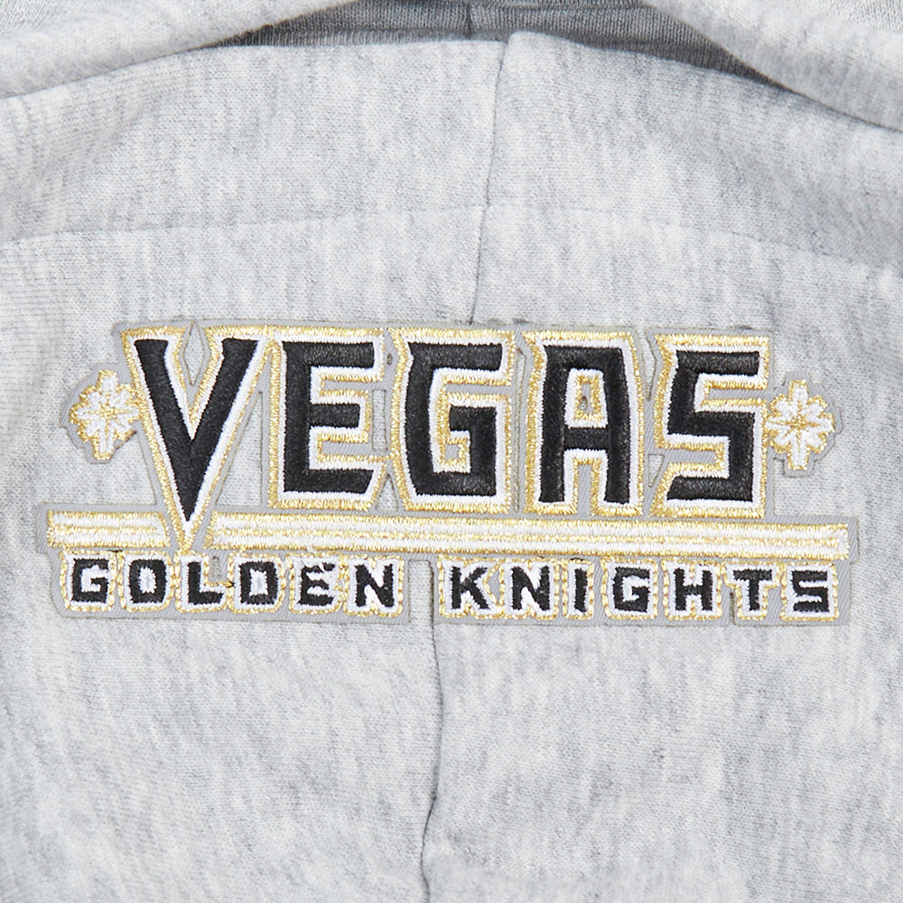 NHL VEGAS GOLDEN KNIGHTS SCRIPT TAIL CHANDAIL À CAPUCHON COURT EN MOLLETON CÔTELÉ POUR FEMME (GRIS CHINÉ/NOIR)