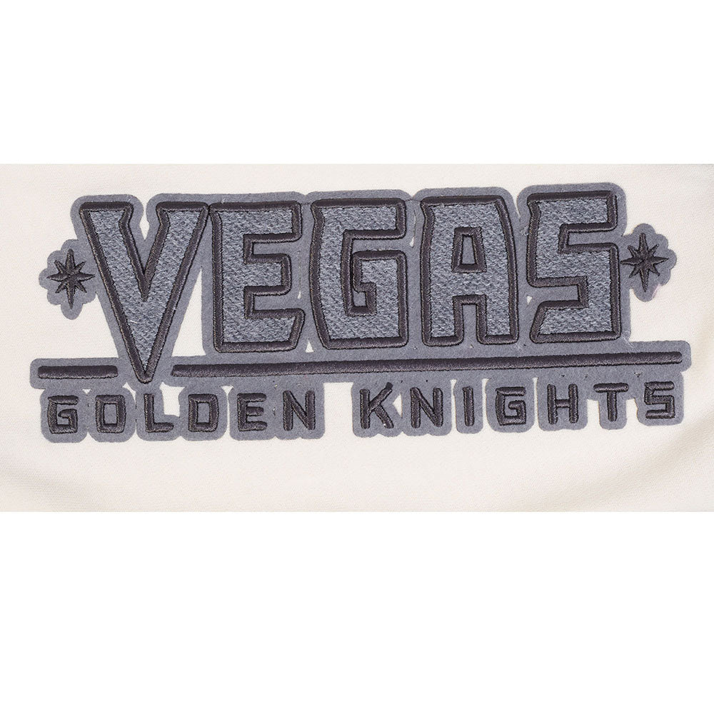 NHL VEGAS GOLDEN KNIGHTS REVERSE FRENCH TERRY CHANDAIL À CAPUCHON À GLISSIÈRE PLEINE LONGUEUR EN MOLLETON À BLOCS DE COULEUR POUR FEMME (NOIR/GRIS/COQUILLE D'ŒUF)