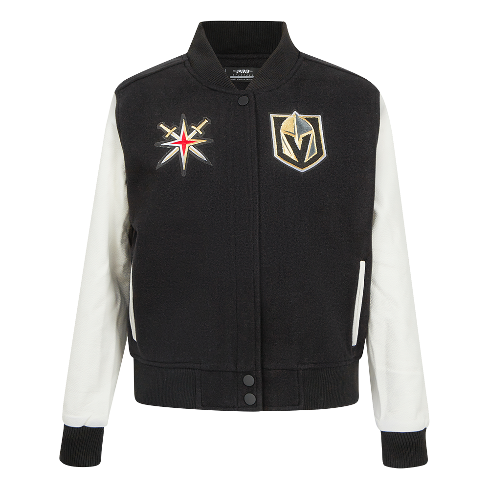 NHL VEGAS GOLDEN KNIGHTS CLASSIC WOMEN'S WOOL VARSITY JACKET (BLACK/WHITE)