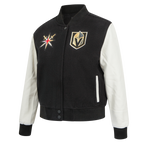 NHL VEGAS GOLDEN KNIGHTS CLASSIC BLOUSON COLLÉGIAL EN LAINE POUR FEMME (NOIR/BLANC)