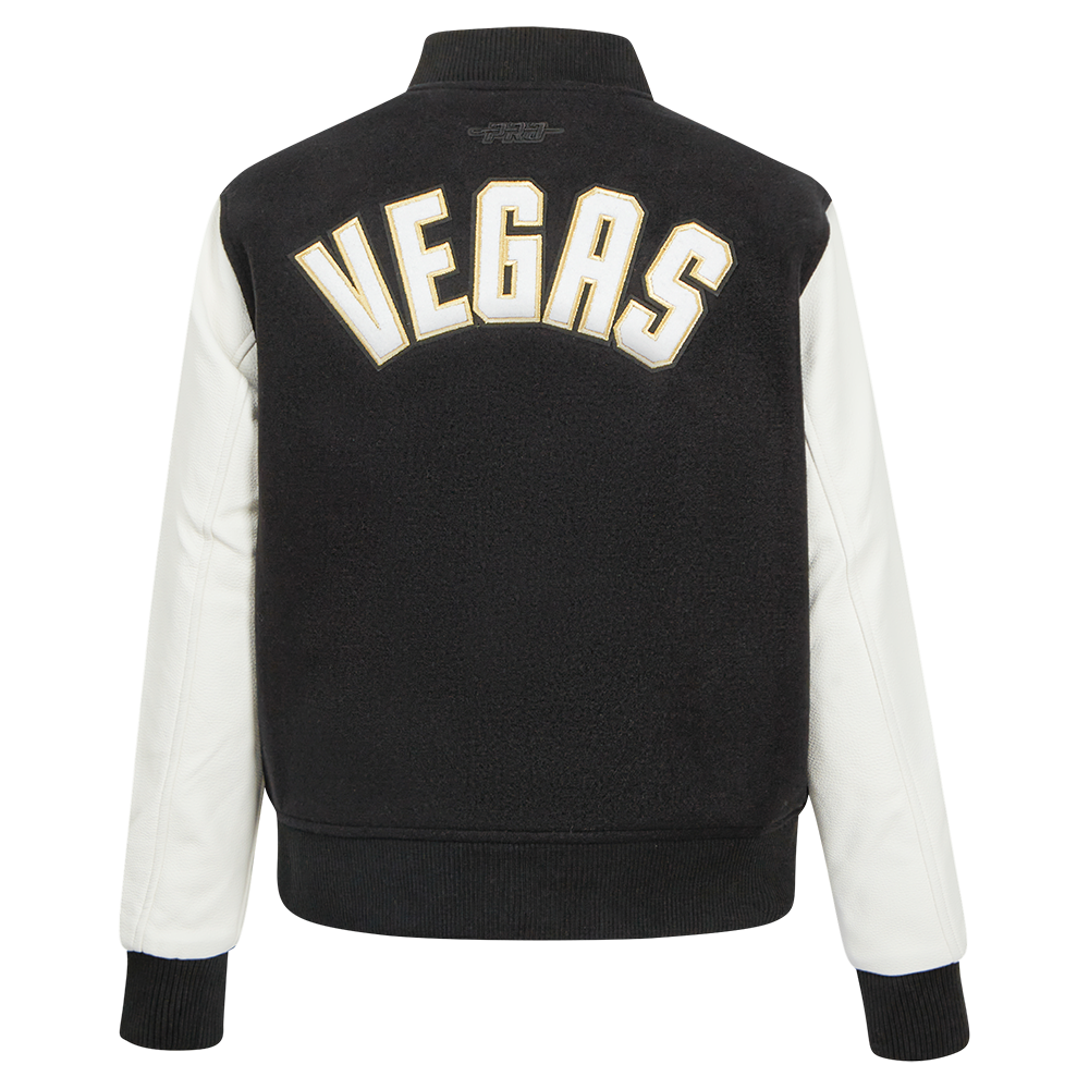 NHL VEGAS GOLDEN KNIGHTS CLASSIC BLOUSON COLLÉGIAL EN LAINE POUR FEMME (NOIR/BLANC)