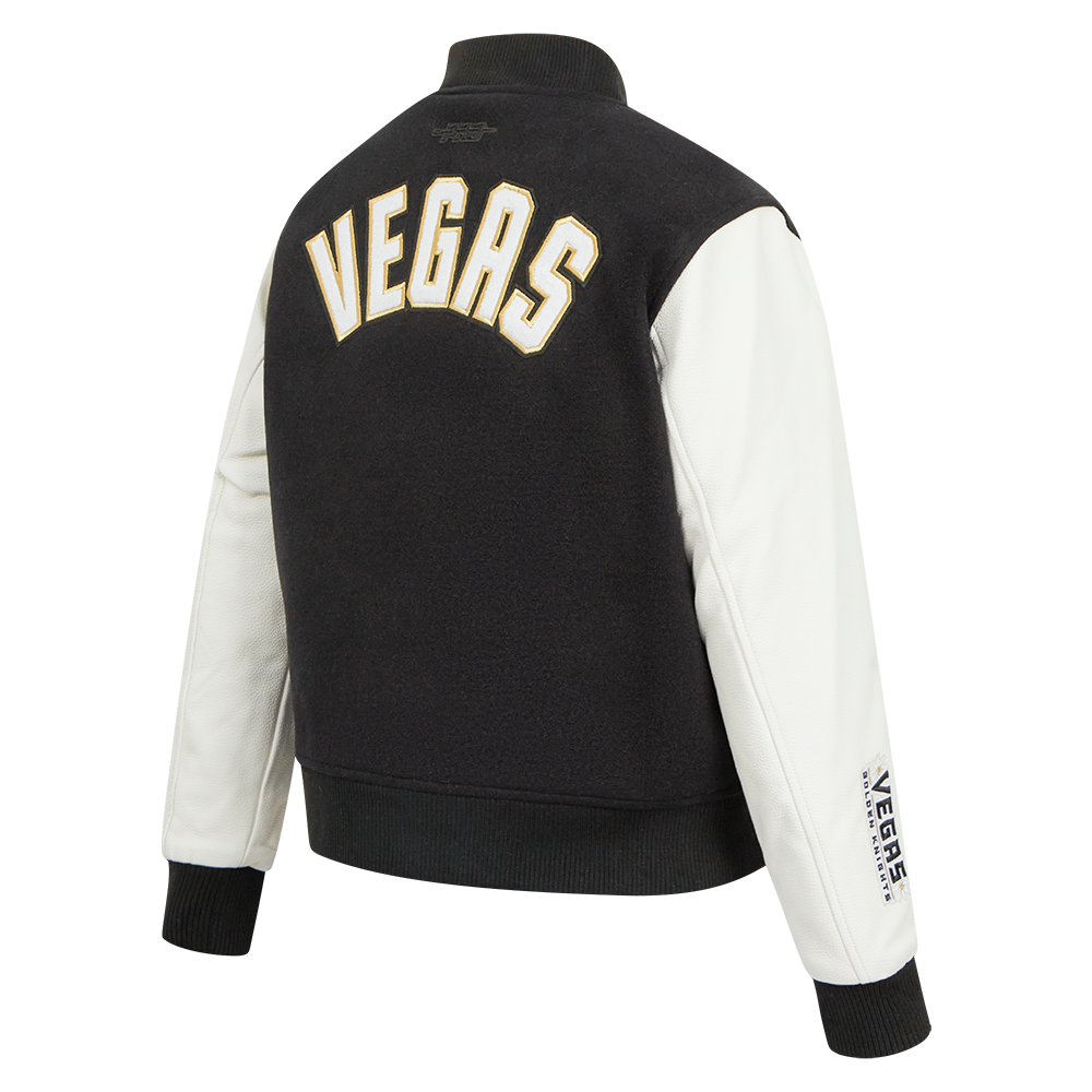 NHL VEGAS GOLDEN KNIGHTS CLASSIC BLOUSON COLLÉGIAL EN LAINE POUR FEMME (NOIR/BLANC)