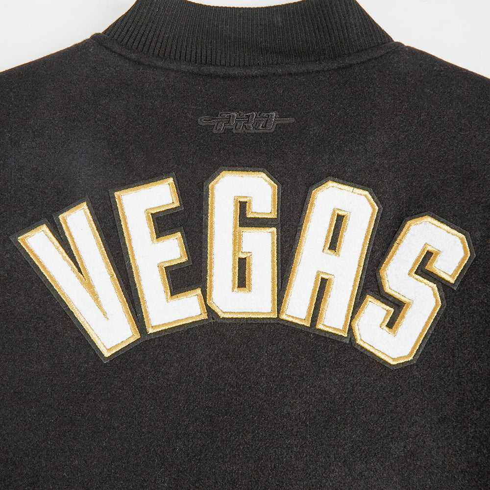 NHL VEGAS GOLDEN KNIGHTS CLASSIC BLOUSON COLLÉGIAL EN LAINE POUR FEMME (NOIR/BLANC)