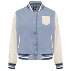 NHL VEGAS GOLDEN KNIGHTS VARSITY BLUES WOMEN'S DENIM VARSITY JACKET (DENIM/LINEN)