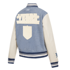 NHL VEGAS GOLDEN KNIGHTS VARSITY BLUES WOMEN'S DENIM VARSITY JACKET (DENIM/LINEN)