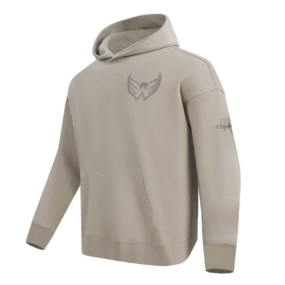 NHL WASHINGTON CAPITALS NEUTRAL CHANDAIL À CAPUCHON EN MOLLETON À ÉPAULES TOMBANTES POUR HOMME (TAUPE)