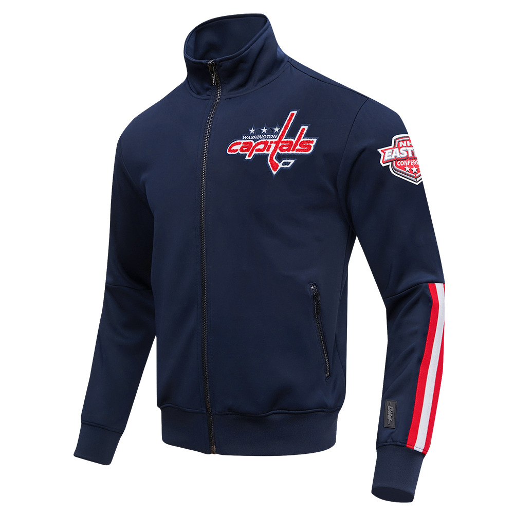 NHL WASHINGTON CAPITALS CLASSIC CHENILLE MEN'S TRACK JACKET (MIDNIGHT NAVY/RED)