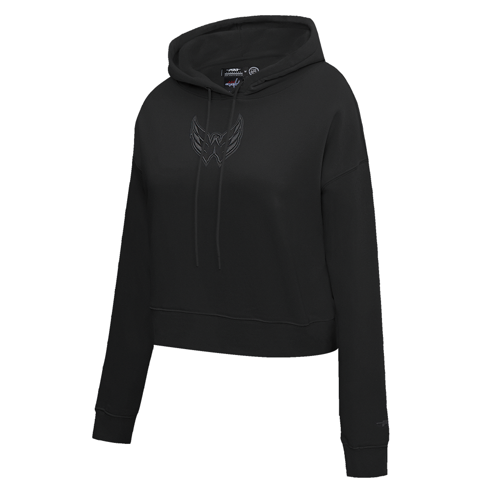 NHL WASHINGTON CAPITALS NEUTRAL WOMEN'S CROPPED PULLOVER HOODIE (BLACK)