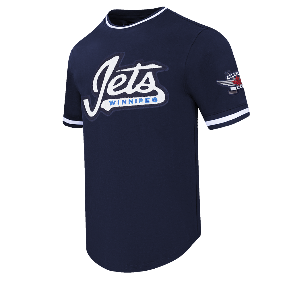 NHL WINNIPEG JETS CLASSIC CHENILLE T-SHIRT EN MAILLE DOUBLE POUR HOMME (MARINE MINUIT)