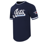 NHL WINNIPEG JETS CLASSIC CHENILLE T-SHIRT EN MAILLE DOUBLE POUR HOMME (MARINE MINUIT)