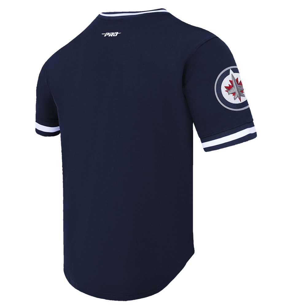 NHL WINNIPEG JETS CLASSIC CHENILLE T-SHIRT EN MAILLE DOUBLE POUR HOMME (MARINE MINUIT)