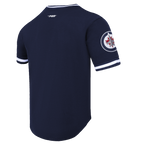 NHL WINNIPEG JETS CLASSIC CHENILLE T-SHIRT EN MAILLE DOUBLE POUR HOMME (MARINE MINUIT)
