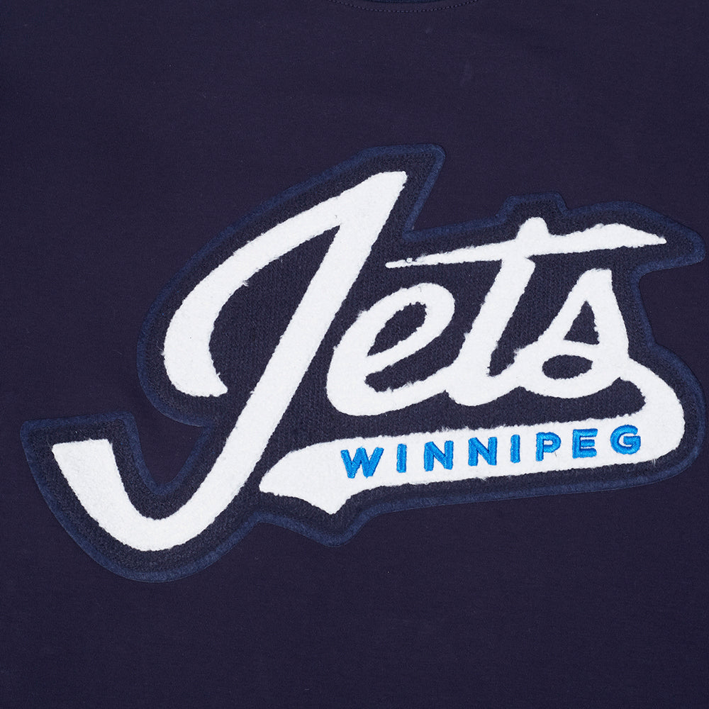 NHL WINNIPEG JETS CLASSIC CHENILLE T-SHIRT EN MAILLE DOUBLE POUR HOMME (MARINE MINUIT)