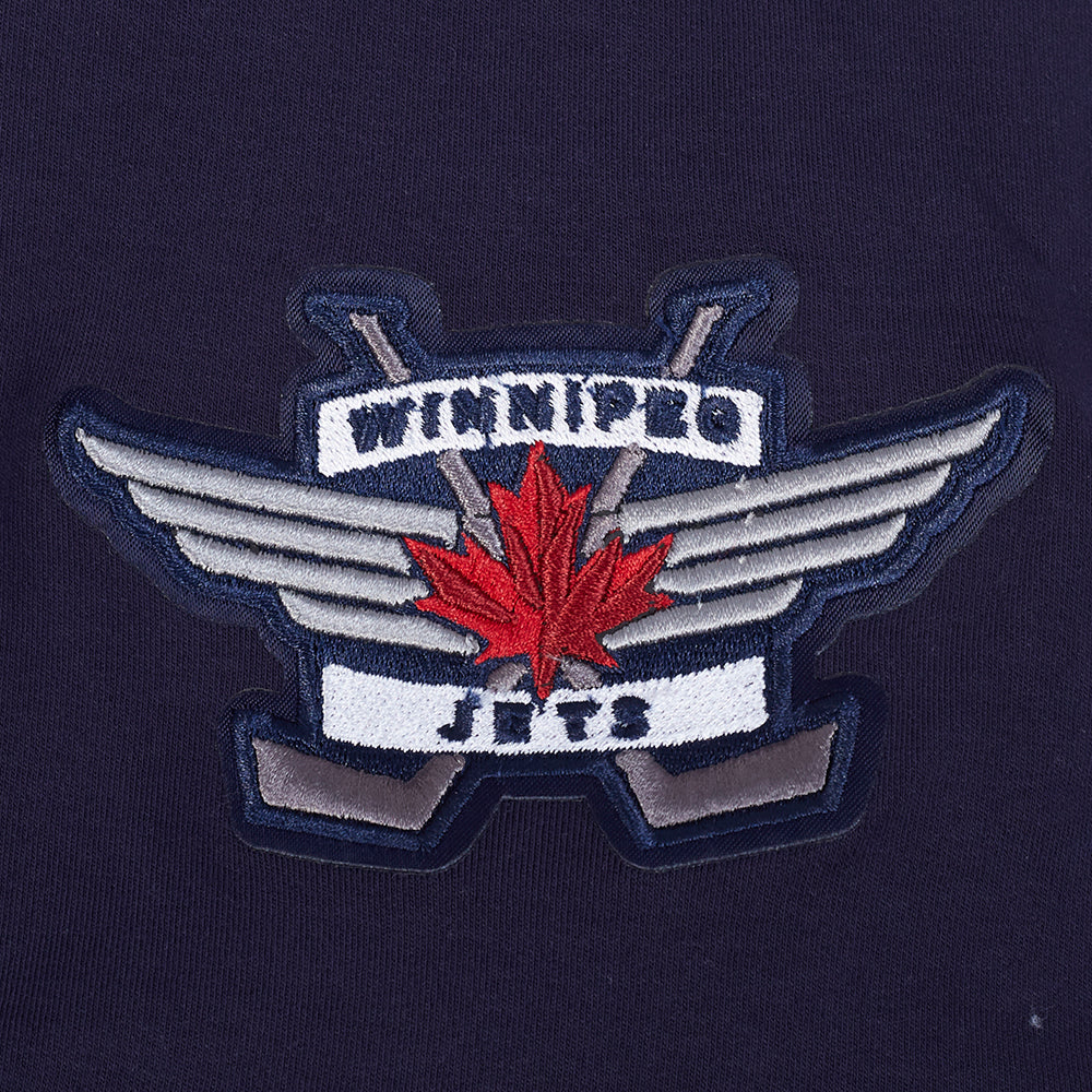 NHL WINNIPEG JETS CLASSIC CHENILLE T-SHIRT EN MAILLE DOUBLE POUR HOMME (MARINE MINUIT)
