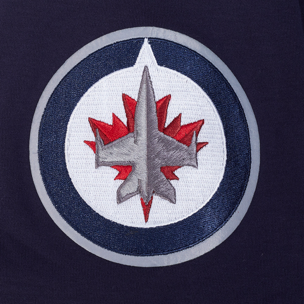 NHL WINNIPEG JETS CLASSIC CHENILLE T-SHIRT EN MAILLE DOUBLE POUR HOMME (MARINE MINUIT)