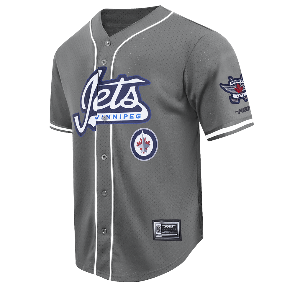 NHL WINNIPEG JETS CLASSIC MESH BUTTON DOWN SHIRT (GRAY)