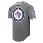 NHL WINNIPEG JETS CLASSIC MESH BUTTON DOWN SHIRT (GRAY)