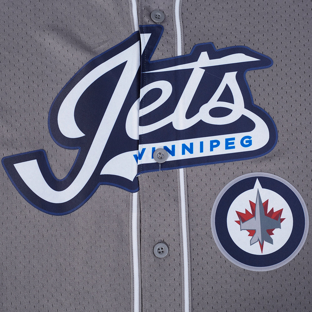 NHL WINNIPEG JETS CLASSIC MESH BUTTON DOWN SHIRT (GRAY)