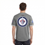 NHL WINNIPEG JETS CLASSIC MESH BUTTON DOWN SHIRT (GRAY)